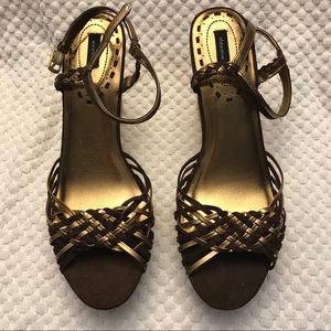 Brown/gold platform sandals